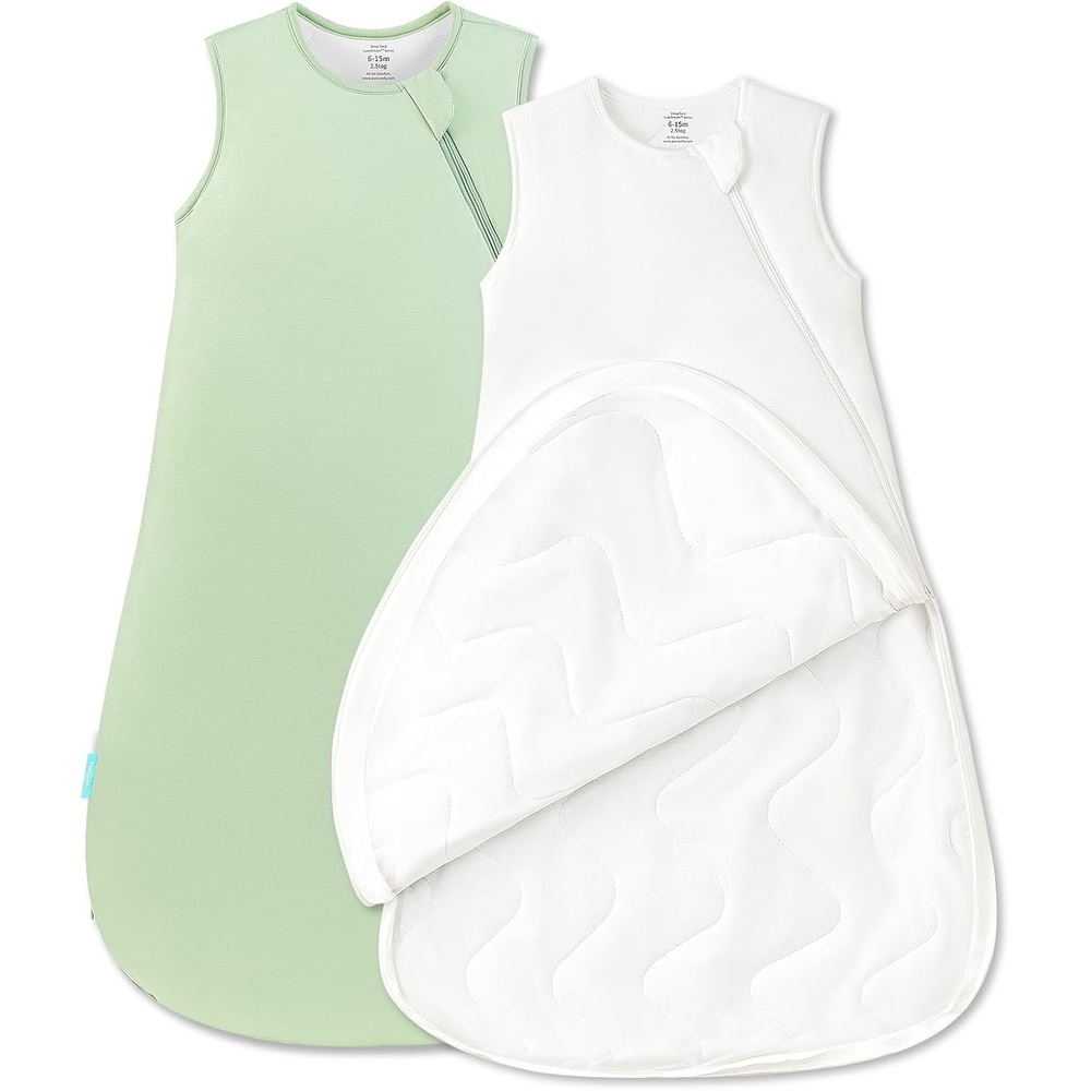 image:imagePurComfy Quilted Sleep Sack 25 TOG Supersoft Bamboo Viscose Sleeping BagCream  Sage
