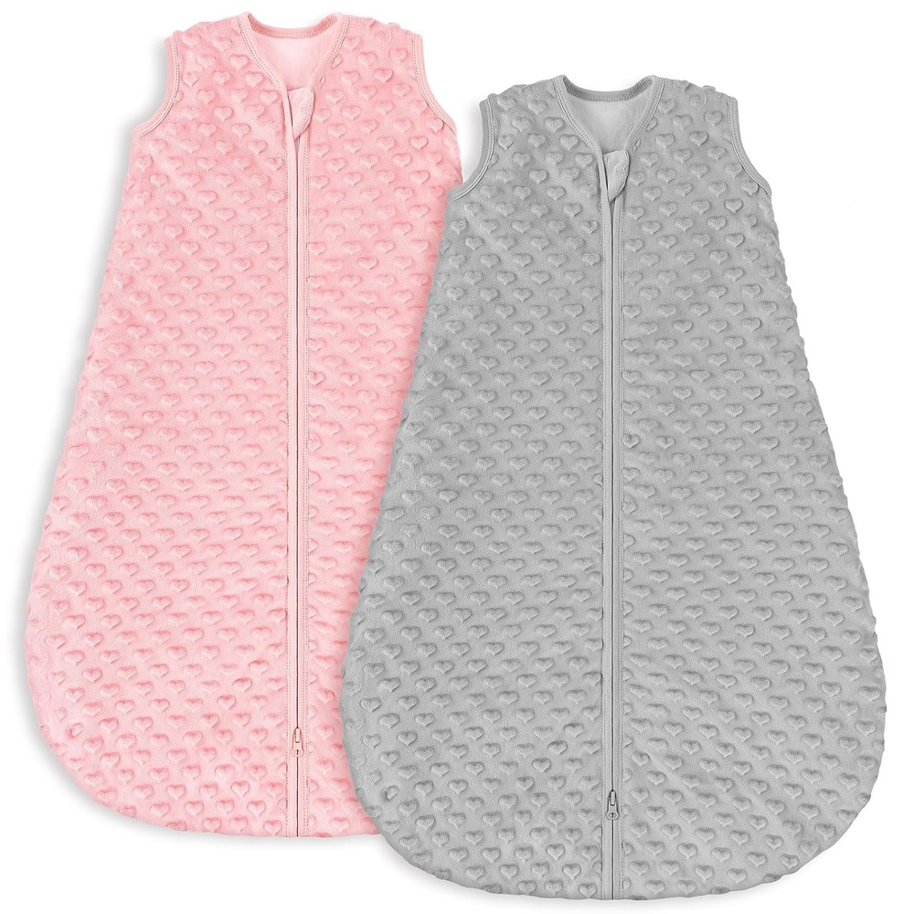image:imageYoofoss Baby Sleep Sack 1218 Months TOG 15 Fleece with Plush Dots 2 Pack15 Togpinkgrey