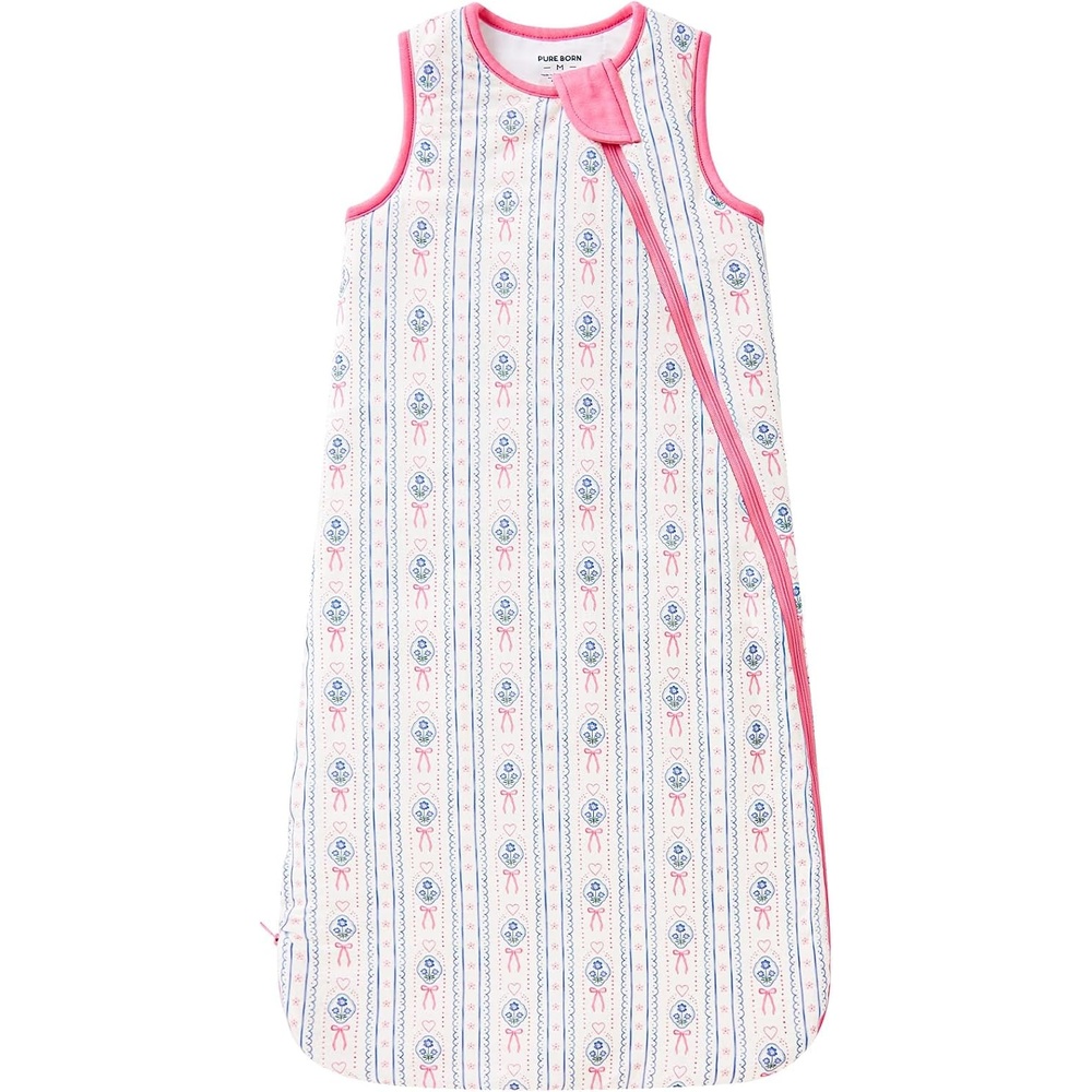 image:imagepureborn Baby Sleep Sack Viscose from Bamboo Wearable Blanket SXLVertical Stripe Bow