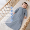 KaiyaBaby Organic Cotton Baby Sleep Sack, Long Sleeve 1.0 TOG, 6-18M(Blue Flint Stone)