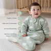 KaiyaBaby Organic Cotton Baby Sleep Sack, Long Sleeve 1.0 TOG, 6-18M(Green Sky)