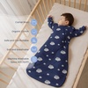 KaiyaBaby Organic Cotton Baby Sleep Sack, Long Sleeve 1.0 TOG, 6-18M(Navy Sky)