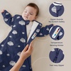 KaiyaBaby Organic Cotton Baby Sleep Sack, Long Sleeve 1.0 TOG, 6-18M(Navy Sky)