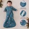 KaiyaBaby Organic Cotton Baby Sleep Sack, Long Sleeve 1.0 TOG, 6-18M(Skiing Santa)
