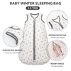 Mosebears Sleep Sack Baby Winter Wearable Blanket with 2-Way Zipper,2.5 TOG Cotton Sleep Sack Unisex (Calm Sage, 6-12 Months)(Alphabet)