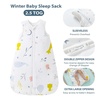 Mosebears Sleep Sack Baby Winter Wearable Blanket with 2-Way Zipper,2.5 TOG Cotton Sleep Sack Unisex (Calm Sage, 6-12 Months)(Animal White)