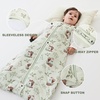 Mosebears Sleep Sack Baby Winter Wearable Blanket with 2-Way Zipper,2.5 TOG Cotton Sleep Sack Unisex (Calm Sage, 6-12 Months)(Green Animal)