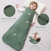 Mosebears Unisex Baby Sleep Sack 1.0 TOG, Supersoft Rayon Made from Bamboo Wearable Blanket with 2-Way Zipper (Dark Green,6-18 Months)(Dark Green)