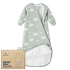 KaiyaBaby Organic Cotton Baby Sleep Sack, Long Sleeve 1.0 TOG, 6-18M(Green Sky)