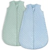 Yoofoss Baby Sleep Sack 12-18 Months TOG 1.5 Fleece with Plush Dots 2 Pack(1.5 Tog-blue&green)