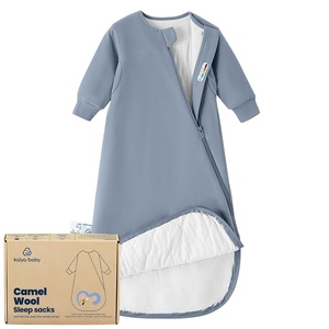 KaiyaBaby Organic Cotton Baby Sleep Sack, Long Sleeve 1.0 TOG, 6-18M(Blue Flint Stone)