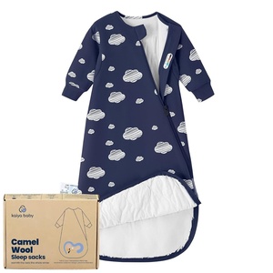 KaiyaBaby Organic Cotton Baby Sleep Sack, Long Sleeve 1.0 TOG, 6-18M(Navy Sky)