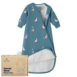 KaiyaBaby Organic Cotton Baby Sleep Sack, Long Sleeve 1.0 TOG, 6-18M(Skiing Goose)