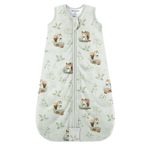 Mosebears Sleep Sack Baby Winter Wearable Blanket with 2-Way Zipper,2.5 TOG Cotton Sleep Sack Unisex (Calm Sage, 6-12 Months)(Green Animal)